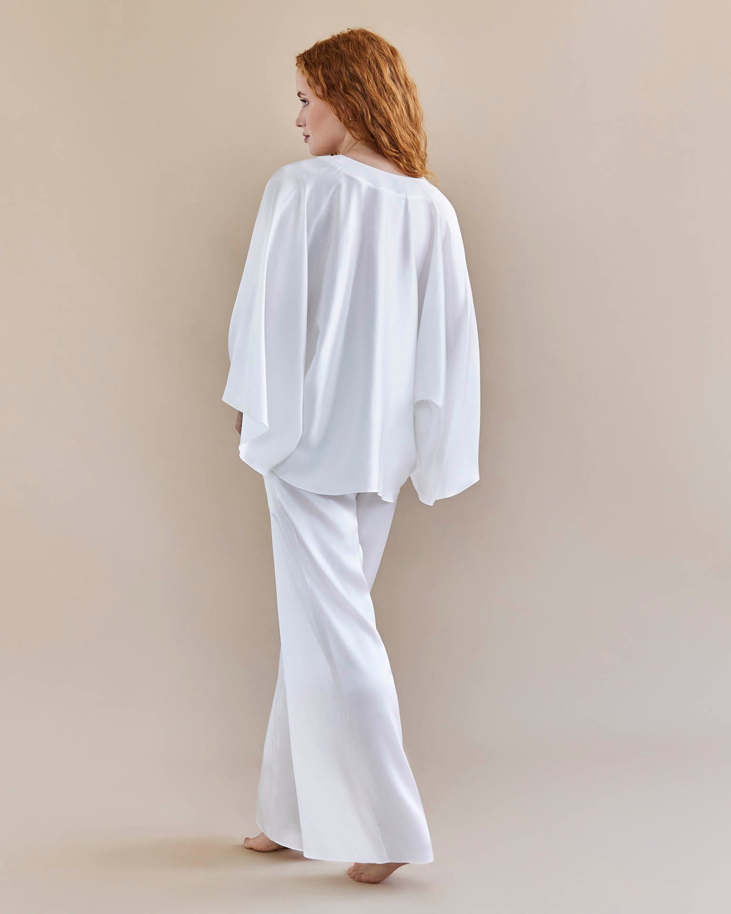 The Gia Tuxedo Stripe Silk Trouser - Ivory