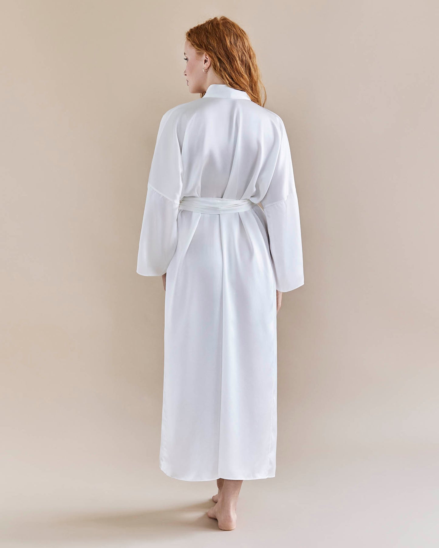 Serena Silk Long Robe - Ivory