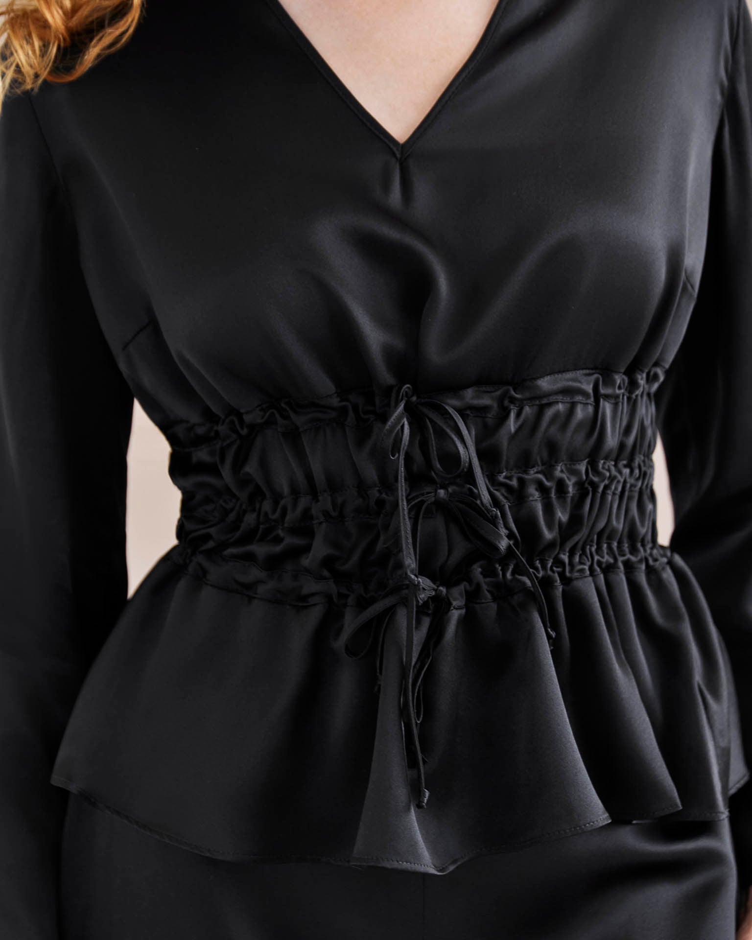 Silk Top Corset Top Chloe in Black - ISSOIR