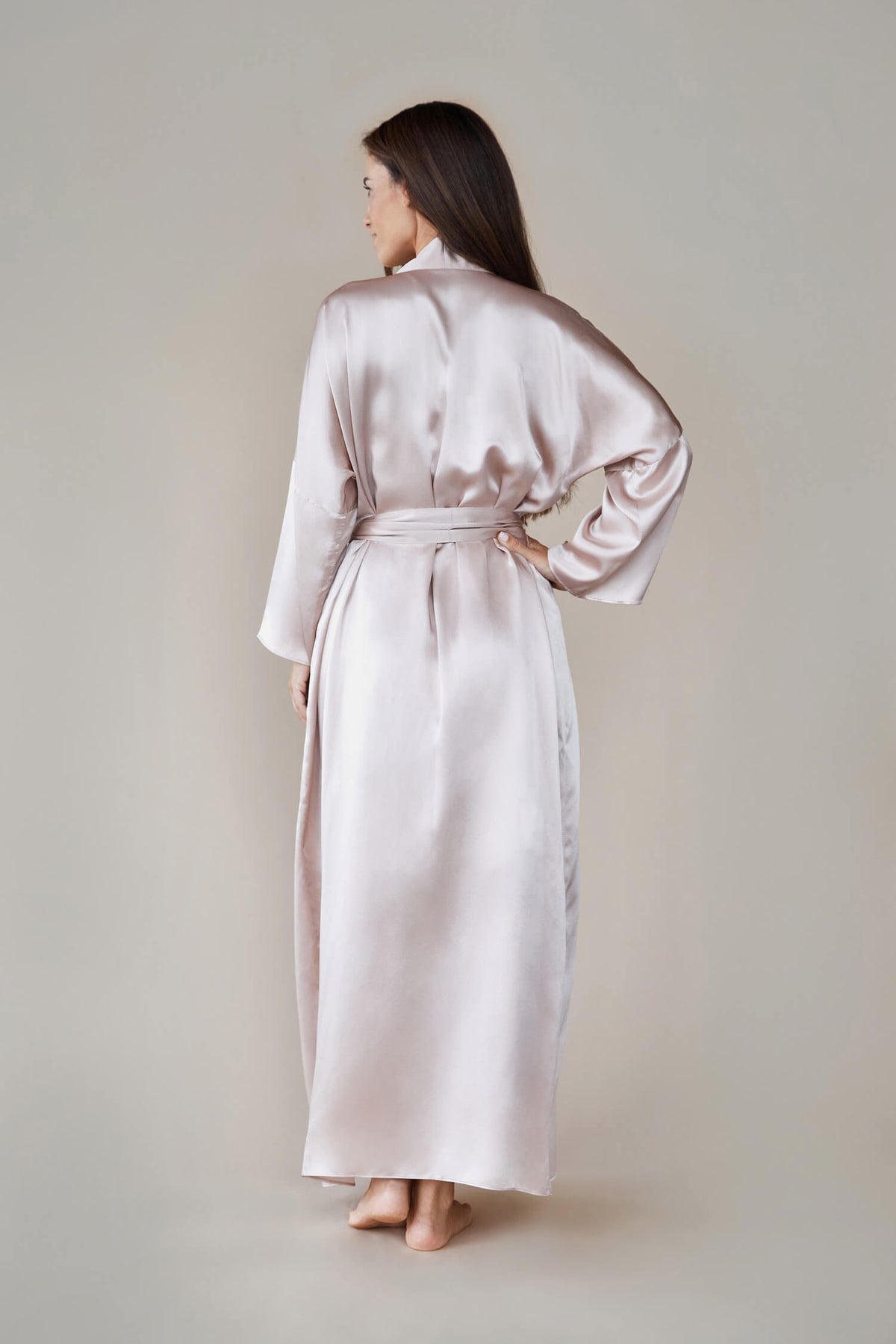 Fawn Graduation Robe Silk Robe Dressing Gown Silk - Serena in Rose Fawn - ISSOIR